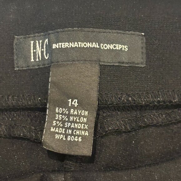 🖤 INC International Concepts Black Elastic Band Pullup Slacks Flared Pants - Picture 5 of 10